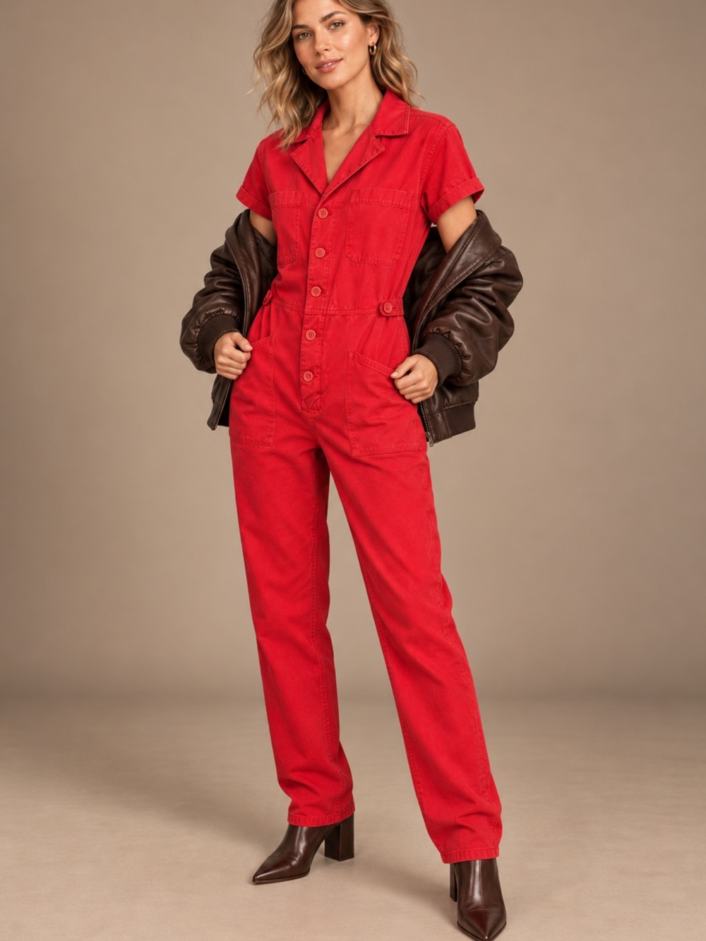 Pistola Grover Red Utility Jumpsuit Short Sleeve Field Suit Boiler Suit Small